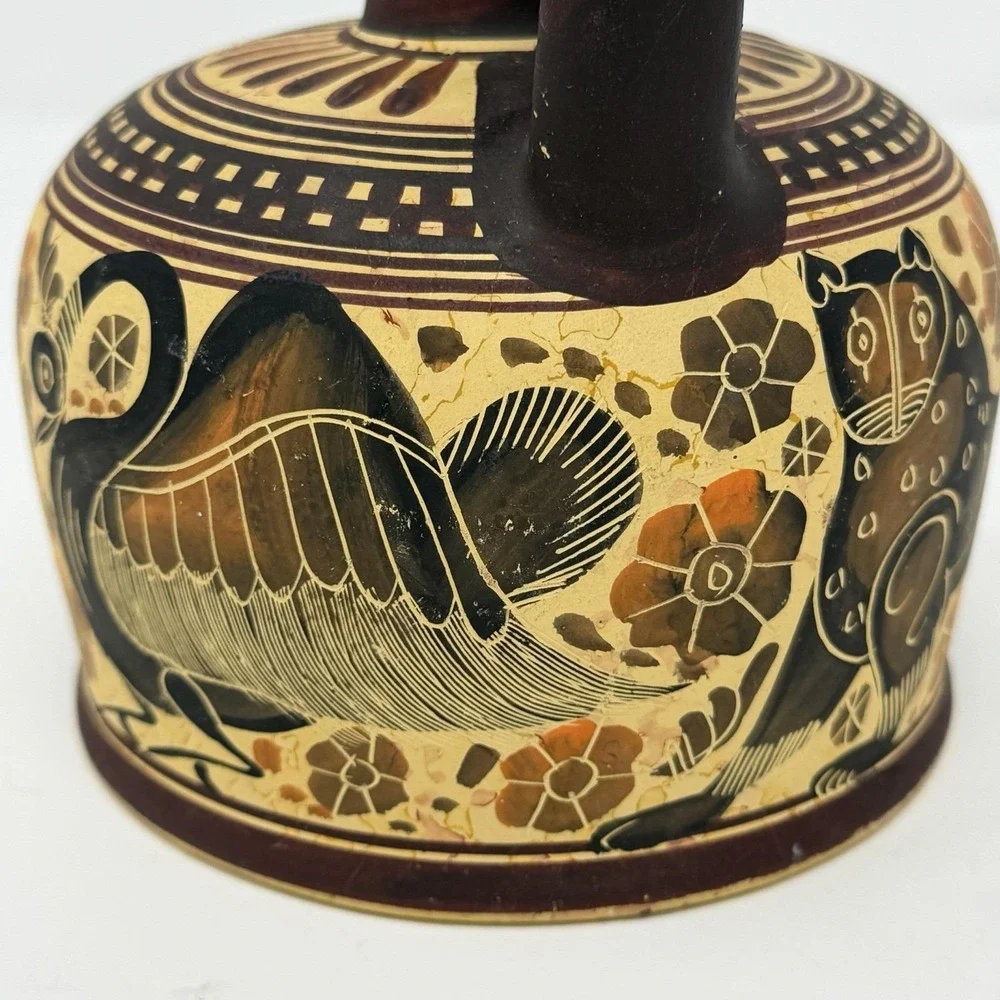 Vtg Greek Corinthian‎ Period 550 BC Oinochoe Jug Reproduction Owl Panther
